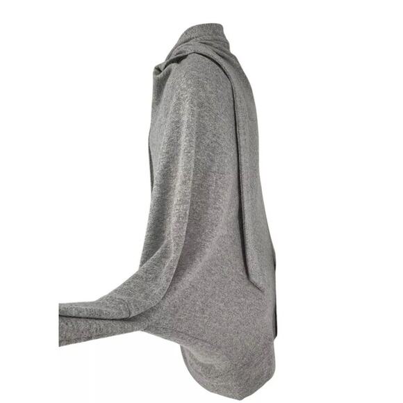 Le Muse Wool Blend Sweater Gray Dolman Sleeve Tie Collar Large - Picture 6 of 10